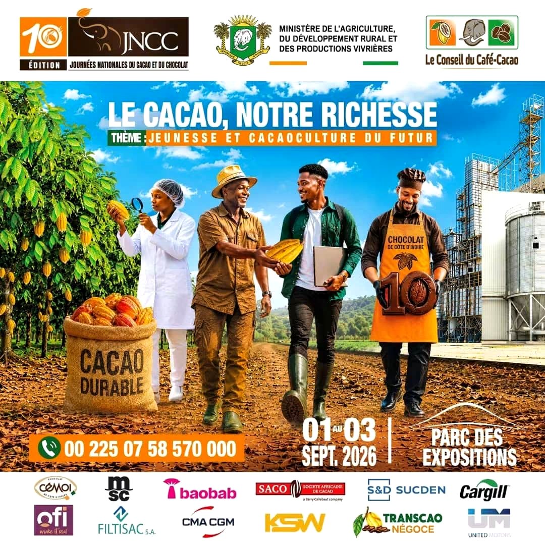 Official poster of the 10th Journées Nationales du Cacao et du Chocolat, 1-3 September 2026