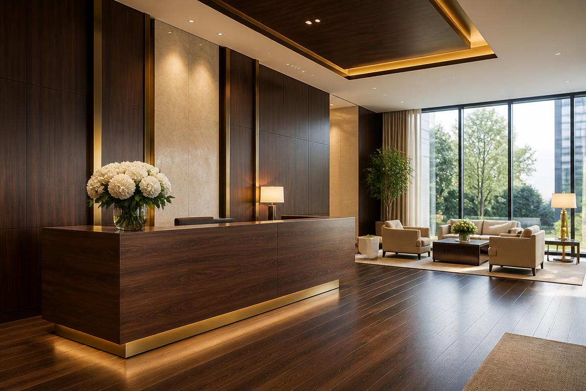 Modern and welcoming corporate office reception area